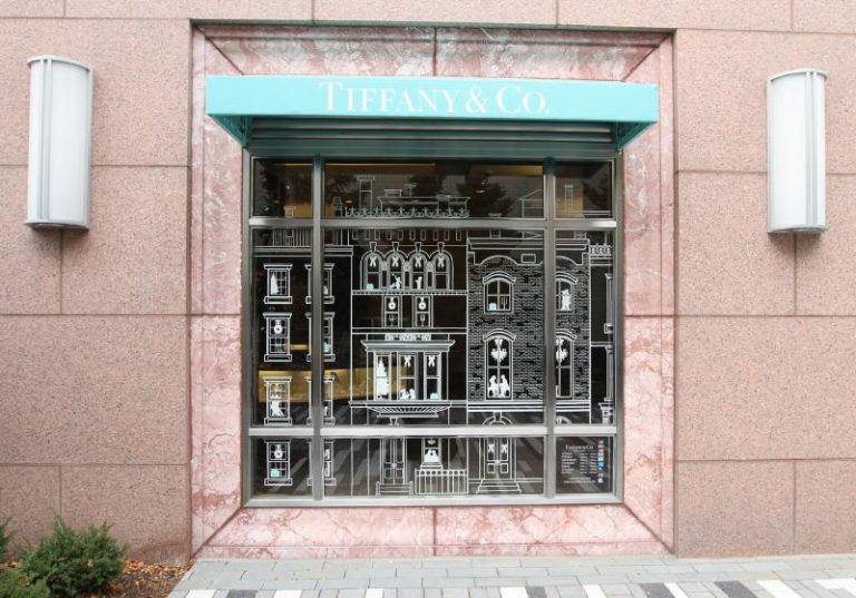 Vinyl window graphics at Tiffany's of Oakbrook, Illinois.