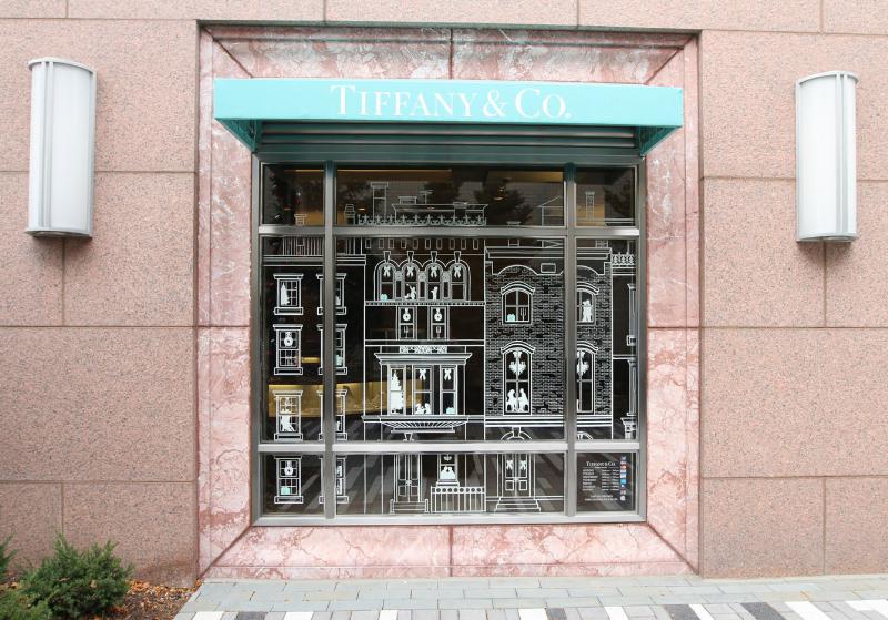 Vinyl window graphics at Tiffany's of Oakbrook, Illinois.