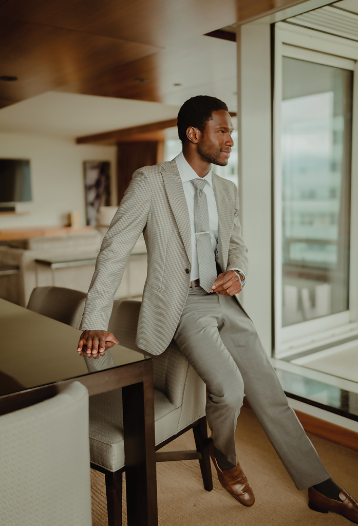 INDOCHINO Felton Check Warm Gray Blazer (Sep-Oct 21)