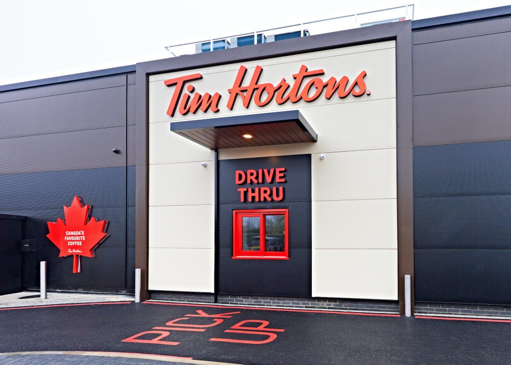 Tim Hortons Signs at Landsec Retail and Leisure Park Trio Retail