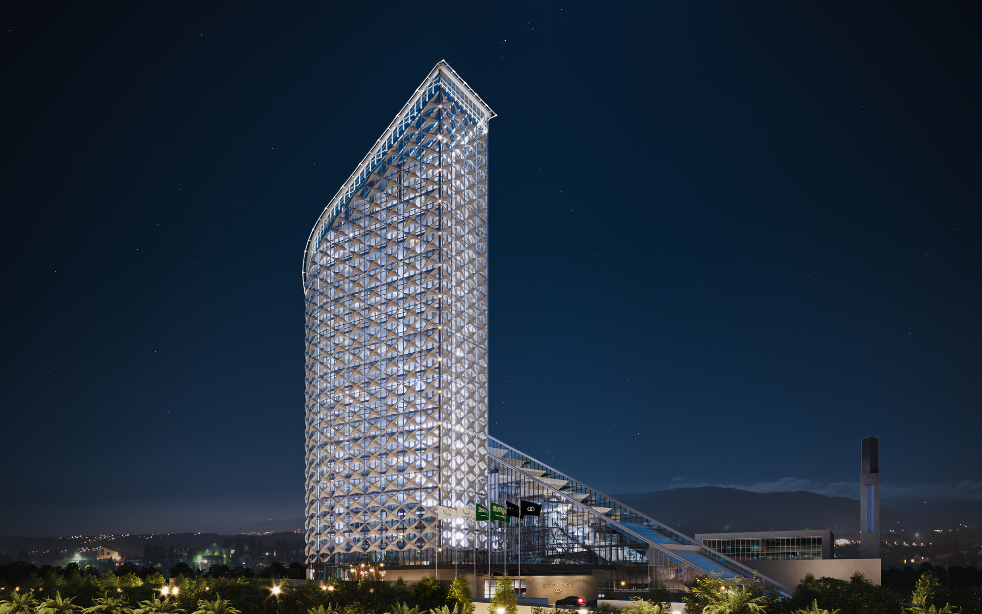 's Sofitel announces the opening of Sofitel Riyadh Hotel and Convention Centre 02-Hotel Facade Night Accor's Sofitel announces the opening of Sofitel Riyadh Hotel and Convention Centre